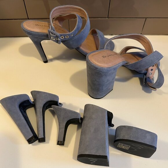Mime et moi - Interchangeble Heels - Blue Suede - Picture 7 of 11